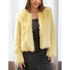 image:imageFlygo Womens Faux Fur Coat Winter Warm Cropped Fluffy Shaggy Jacket  Smooth Lining Open Front Long Sleeve Snap Button 2 Pockets 2026 Luxury Fuzzy Outerwear Cardigan Going Out Wedding PartyYellow