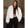 image:imageFlygo Womens Faux Fur Coat Winter Warm Cropped Fluffy Shaggy Jacket  Smooth Lining Open Front Long Sleeve Snap Button 2 Pockets 2026 Luxury Fuzzy Outerwear Cardigan Going Out Wedding PartyWhite