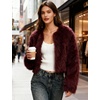 image:imageFlygo Womens Faux Fur Coat Winter Warm Cropped Fluffy Shaggy Jacket  Smooth Lining Open Front Long Sleeve Snap Button 2 Pockets 2026 Luxury Fuzzy Outerwear Cardigan Going Out Wedding PartyWine
