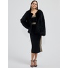 image:imageFlygo Womens Faux Fur Coat Winter Warm Cropped Fluffy Shaggy Jacket  Smooth Lining Open Front Long Sleeve Snap Button 2 Pockets 2026 Luxury Fuzzy Outerwear Cardigan Going Out Wedding PartyBlack