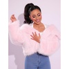 image:imageFlygo Womens Faux Fur Coat Winter Warm Cropped Fluffy Shaggy Jacket  Smooth Lining Open Front Long Sleeve Snap Button 2 Pockets 2026 Luxury Fuzzy Outerwear Cardigan Going Out Wedding PartyPink