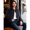image:imageFlygo Womens Faux Fur Coat Winter Warm Cropped Fluffy Shaggy Jacket  Smooth Lining Open Front Long Sleeve Snap Button 2 Pockets 2026 Luxury Fuzzy Outerwear Cardigan Going Out Wedding PartyDarkgrey