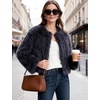image:imageFlygo Womens Faux Fur Coat Winter Warm Cropped Fluffy Shaggy Jacket  Smooth Lining Open Front Long Sleeve Snap Button 2 Pockets 2026 Luxury Fuzzy Outerwear Cardigan Going Out Wedding PartyDarkgrey