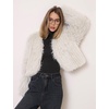 image:imageFlygo Womens Faux Fur Coat Winter Warm Cropped Fluffy Shaggy Jacket  Smooth Lining Open Front Long Sleeve Snap Button 2 Pockets 2026 Luxury Fuzzy Outerwear Cardigan Going Out Wedding PartyBeige
