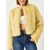 image:imageFlygo Womens Faux Fur Coat Winter Warm Cropped Fluffy Shaggy Jacket  Smooth Lining Open Front Long Sleeve Snap Button 2 Pockets 2026 Luxury Fuzzy Outerwear Cardigan Going Out Wedding PartyYellow
