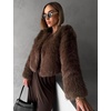 image:imageFlygo Womens Faux Fur Coat Winter Warm Cropped Fluffy Shaggy Jacket  Smooth Lining Open Front Long Sleeve Snap Button 2 Pockets 2026 Luxury Fuzzy Outerwear Cardigan Going Out Wedding PartyBrown