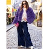 image:imageFlygo Womens Faux Fur Coat Winter Warm Cropped Fluffy Shaggy Jacket  Smooth Lining Open Front Long Sleeve Snap Button 2 Pockets 2026 Luxury Fuzzy Outerwear Cardigan Going Out Wedding PartyDeeppurple