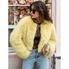 image:imageFlygo Womens Faux Fur Coat Winter Warm Cropped Fluffy Shaggy Jacket  Smooth Lining Open Front Long Sleeve Snap Button 2 Pockets 2026 Luxury Fuzzy Outerwear Cardigan Going Out Wedding PartyYellow