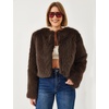 image:imageFlygo Womens Faux Fur Coat Winter Warm Cropped Fluffy Shaggy Jacket  Smooth Lining Open Front Long Sleeve Snap Button 2 Pockets 2026 Luxury Fuzzy Outerwear Cardigan Going Out Wedding PartyBrown