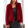 image:imageFlygo Womens Faux Fur Coat Winter Warm Cropped Fluffy Shaggy Jacket  Smooth Lining Open Front Long Sleeve Snap Button 2 Pockets 2026 Luxury Fuzzy Outerwear Cardigan Going Out Wedding PartyRed