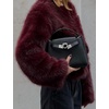 image:imageFlygo Womens Faux Fur Coat Winter Warm Cropped Fluffy Shaggy Jacket  Smooth Lining Open Front Long Sleeve Snap Button 2 Pockets 2026 Luxury Fuzzy Outerwear Cardigan Going Out Wedding PartyWine