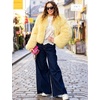 image:imageFlygo Womens Faux Fur Coat Winter Warm Cropped Fluffy Shaggy Jacket  Smooth Lining Open Front Long Sleeve Snap Button 2 Pockets 2026 Luxury Fuzzy Outerwear Cardigan Going Out Wedding PartyYellow