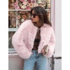 image:imageFlygo Womens Faux Fur Coat Winter Warm Cropped Fluffy Shaggy Jacket  Smooth Lining Open Front Long Sleeve Snap Button 2 Pockets 2026 Luxury Fuzzy Outerwear Cardigan Going Out Wedding PartyPink