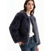 image:imageFlygo Womens Faux Fur Coat Winter Warm Cropped Fluffy Shaggy Jacket  Smooth Lining Open Front Long Sleeve Snap Button 2 Pockets 2026 Luxury Fuzzy Outerwear Cardigan Going Out Wedding PartyDarkgrey