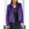image:imageFlygo Womens Faux Fur Coat Winter Warm Cropped Fluffy Shaggy Jacket  Smooth Lining Open Front Long Sleeve Snap Button 2 Pockets 2026 Luxury Fuzzy Outerwear Cardigan Going Out Wedding PartyDeeppurple