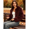 image:imageFlygo Womens Faux Fur Coat Winter Warm Cropped Fluffy Shaggy Jacket  Smooth Lining Open Front Long Sleeve Snap Button 2 Pockets 2026 Luxury Fuzzy Outerwear Cardigan Going Out Wedding PartyWine
