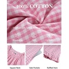 image:imageFlygo Womens Gingham Nightgown Cotton Pullover House Dress with Pockets  Square Neck Short Sleeve Y2K Plaid Print Knee Length Cut Loose Fit Cute Ruffle Sleep Dress for Loungewear MaternityPink