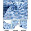 image:imageFlygo Womens Gingham Nightgown Cotton Pullover House Dress with Pockets  Square Neck Short Sleeve Y2K Plaid Print Knee Length Cut Loose Fit Cute Ruffle Sleep Dress for Loungewear MaternityBlue