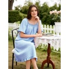 image:imageFlygo Womens Gingham Nightgown Cotton Pullover House Dress with Pockets  Square Neck Short Sleeve Y2K Plaid Print Knee Length Cut Loose Fit Cute Ruffle Sleep Dress for Loungewear MaternityBlue