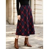 image:imageFlygo Womens Long Plaid Skirt Wool Tartan ALine Pleated Skirts  High Elastic Waist Flared Pleated Midi for Fall Winter Pockets Flowy Vintage Warm Casual WorkRed Navy