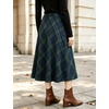 image:imageFlygo Womens Long Plaid Skirt Wool Tartan ALine Pleated Skirts  High Elastic Waist Flared Pleated Midi for Fall Winter Pockets Flowy Vintage Warm Casual WorkGreen Navy