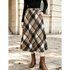 image:imageFlygo Womens Long Plaid Skirt Wool Tartan ALine Pleated Skirts  High Elastic Waist Flared Pleated Midi for Fall Winter Pockets Flowy Vintage Warm Casual WorkClassic Brown