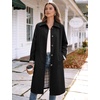 image:imageFlygo Womens Long Trench Coat Windproof Oversized Casual Fall Jackets  Single Breasted Plaid Lining Lapel Button Down Long Sleeve Pockets Classic Spring Overcoat OuterwearBlack