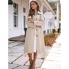 image:imageFlygo Womens Long Trench Coat Windproof Oversized Casual Fall Jackets  Single Breasted Plaid Lining Lapel Button Down Long Sleeve Pockets Classic Spring Overcoat OuterwearBeige