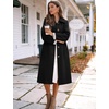 image:imageFlygo Womens Long Trench Coat Windproof Oversized Casual Fall Jackets  Single Breasted Plaid Lining Lapel Button Down Long Sleeve Pockets Classic Spring Overcoat OuterwearBlack