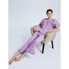 image:imageFlygo Womens Plaid 2 Piece Pajamas Sets Cotton Ruffle Lounge Sleepwear Pjs  Button Down Short Puff Sleeve Babydoll Shirt Wide Leg Elastic Waist Drawstring Pants with Pockets Y2K Gingham Matching SetsPurple