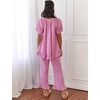 image:imageFlygo Womens Plaid 2 Piece Pajamas Sets Cotton Ruffle Lounge Sleepwear Pjs  Button Down Short Puff Sleeve Babydoll Shirt Wide Leg Elastic Waist Drawstring Pants with Pockets Y2K Gingham Matching SetsRose