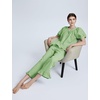 image:imageFlygo Womens Plaid 2 Piece Pajamas Sets Cotton Ruffle Lounge Sleepwear Pjs  Button Down Short Puff Sleeve Babydoll Shirt Wide Leg Elastic Waist Drawstring Pants with Pockets Y2K Gingham Matching SetsLightgreen