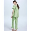 image:imageFlygo Womens Plaid 2 Piece Pajamas Sets Cotton Ruffle Lounge Sleepwear Pjs  Button Down Short Puff Sleeve Babydoll Shirt Wide Leg Elastic Waist Drawstring Pants with Pockets Y2K Gingham Matching SetsLightgreen