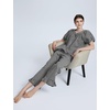 image:imageFlygo Womens Plaid 2 Piece Pajamas Sets Cotton Ruffle Lounge Sleepwear Pjs  Button Down Short Puff Sleeve Babydoll Shirt Wide Leg Elastic Waist Drawstring Pants with Pockets Y2K Gingham Matching SetsBlack