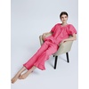 image:imageFlygo Womens Plaid 2 Piece Pajamas Sets Cotton Ruffle Lounge Sleepwear Pjs  Button Down Short Puff Sleeve Babydoll Shirt Wide Leg Elastic Waist Drawstring Pants with Pockets Y2K Gingham Matching SetsWine