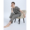image:imageFlygo Womens Plaid 2 Piece Pajamas Sets Cotton Ruffle Lounge Sleepwear Pjs  Button Down Short Puff Sleeve Babydoll Shirt Wide Leg Elastic Waist Drawstring Pants with Pockets Y2K Gingham Matching SetsBlack