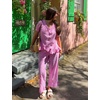 image:imageFlygo Womens Plaid 2 Piece Pajamas Sets Cotton Ruffle Lounge Sleepwear Pjs  Button Down Short Puff Sleeve Babydoll Shirt Wide Leg Elastic Waist Drawstring Pants with Pockets Y2K Gingham Matching SetsRose