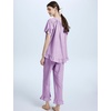 image:imageFlygo Womens Plaid 2 Piece Pajamas Sets Cotton Ruffle Lounge Sleepwear Pjs  Button Down Short Puff Sleeve Babydoll Shirt Wide Leg Elastic Waist Drawstring Pants with Pockets Y2K Gingham Matching SetsPurple