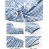 image:imageFlygo Womens Plaid 2 Piece Pajamas Sets Cotton Ruffle Lounge Sleepwear Pjs  Button Down Short Puff Sleeve Babydoll Shirt Wide Leg Elastic Waist Drawstring Pants with Pockets Y2K Gingham Matching SetsBlue