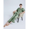 image:imageFlygo Womens Plaid 2 Piece Pajamas Sets Cotton Ruffle Lounge Sleepwear Pjs  Button Down Short Puff Sleeve Babydoll Shirt Wide Leg Elastic Waist Drawstring Pants with Pockets Y2K Gingham Matching SetsDarkgreen
