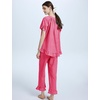 image:imageFlygo Womens Plaid 2 Piece Pajamas Sets Cotton Ruffle Lounge Sleepwear Pjs  Button Down Short Puff Sleeve Babydoll Shirt Wide Leg Elastic Waist Drawstring Pants with Pockets Y2K Gingham Matching SetsWine