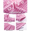 image:imageFlygo Womens Plaid 2 Piece Pajamas Sets Cotton Ruffle Lounge Sleepwear Pjs  Button Down Short Puff Sleeve Babydoll Shirt Wide Leg Elastic Waist Drawstring Pants with Pockets Y2K Gingham Matching SetsPink