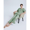 image:imageFlygo Womens Plaid 2 Piece Pajamas Sets Cotton Ruffle Lounge Sleepwear Pjs  Button Down Short Puff Sleeve Babydoll Shirt Wide Leg Elastic Waist Drawstring Pants with Pockets Y2K Gingham Matching SetsGreen