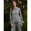 image:imageFlygo Womens Plaid Cotton Pajamas Set Ruffle Pjs Lounge Sets  100 Cotton Gingham Babydoll Shirt Ruffle Sleeve Pants Set Elastic Waist Pockets Y2K Cute Sleep Lounging WeddingBlack