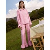 image:imageFlygo Womens Plaid Cotton Pajamas Set Ruffle Pjs Lounge Sets  100 Cotton Gingham Babydoll Shirt Ruffle Sleeve Pants Set Elastic Waist Pockets Y2K Cute Sleep Lounging WeddingPink