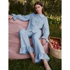 image:imageFlygo Womens Plaid Cotton Pajamas Set Ruffle Pjs Lounge Sets  100 Cotton Gingham Babydoll Shirt Ruffle Sleeve Pants Set Elastic Waist Pockets Y2K Cute Sleep Lounging WeddingBlue