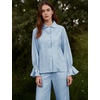 image:imageFlygo Womens Plaid Cotton Pajamas Set Ruffle Pjs Lounge Sets  100 Cotton Gingham Babydoll Shirt Ruffle Sleeve Pants Set Elastic Waist Pockets Y2K Cute Sleep Lounging WeddingBlue