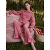 image:imageFlygo Womens Plaid Cotton Pajamas Set Ruffle Pjs Lounge Sets  100 Cotton Gingham Babydoll Shirt Ruffle Sleeve Pants Set Elastic Waist Pockets Y2K Cute Sleep Lounging WeddingWine Red