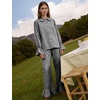 image:imageFlygo Womens Plaid Cotton Pajamas Set Ruffle Pjs Lounge Sets  100 Cotton Gingham Babydoll Shirt Ruffle Sleeve Pants Set Elastic Waist Pockets Y2K Cute Sleep Lounging WeddingBlack