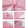 image:imageFlygo Womens Plaid Pajama Sets 2 Piece Cotton Gingham Pjs Loungewear  Button Down Short Sleeve Spread Collar Shirts Ruffled Elastic Waist Long Pants Pockets Y2k Sleepwear Cute Relaxed FitPink
